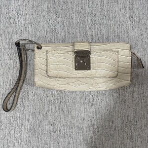 Guess Beige Crocodile Pattern Wristlet